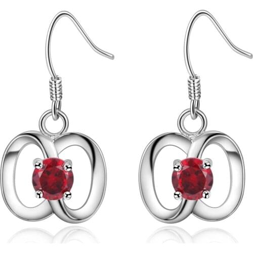 Apple dark red zircon high quality Silver Earrings for women fashion jewelry earrings /OWHKAFEK SAKVRXFY