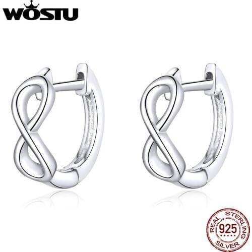 WOSTU 2020 New 100% Real 925 Sterling Silver Infinite Love Stud Earrings For Women Making Silver Earrings Gift BKE743