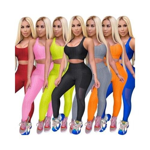 Tank Crop Top Pants Leggings 2 Piece Set Women Sweat Suits Women Tracksuit Casual Sportswear Sleeveless Workout Matching Sets