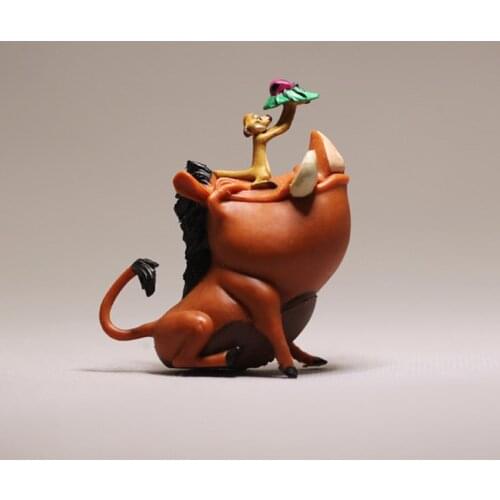 1PCS 7.5cm Disney Pumbaa Timon wild boar fox mongoose cartoon animal friends hand made model ornaments