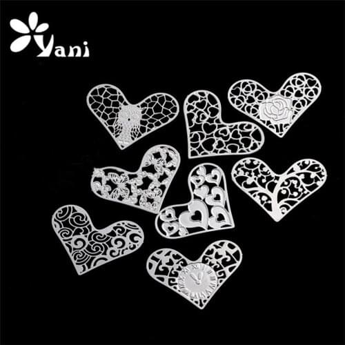 20pcs/lot Free Shipping Mixed Alloy Heart Plate Floating Window Charms For 30mm Heart Glass Living Memory Locket