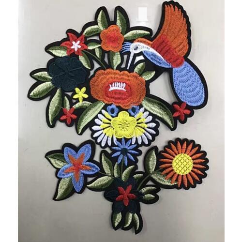 15cm*20cm bunch flower image dyed yarn embroidery sew-on patch,XERY-LY161227G