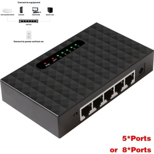5-port gigabit switch 10/100/1000Mbps RJ45 LAN Ethernet fast desktop network switching hub splitter with EU/US power adapter