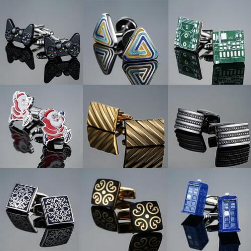 Free shipping, 18 high-end mens shirt Cufflinks Android / house / handle / Santa Claus Cufflinks made by senior designers
