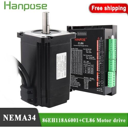 Hybrid Step-servo motor NEMA34 cnc stepper motor kit 86EH118A6001 and CL86 Closed Loop Servo Driver for CNC milling machine