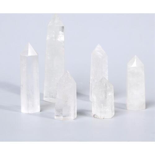 Hot Natural clear White Crystal Healing Quartz Column Point Decor Hexagonal Reiki Polished Crafts Ornament minerals Wand Tower