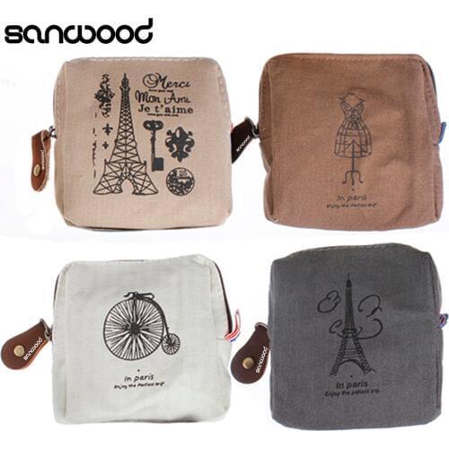 Retro Classic Canvas Tower Wallet Card Key Coin Purse Bag Pouch Case for Women Girl