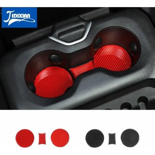 JIDIXIAN Soft Carbon fiber Car Center Cup Holder Mat Pad Decoration Cover for Dodge RAM 2018 2019 2020 2021 Interior Accessories