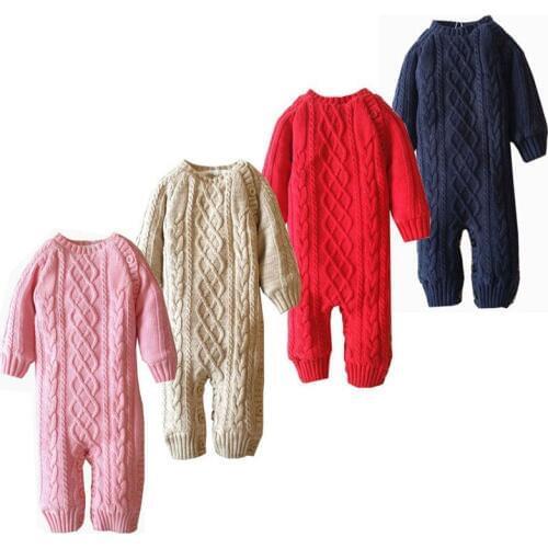 Baby Rompers Winter Thick Climbing Clothes Newborn Boys Girls Warm Romper Infant Knitted Sweater Christmas Baby Outwear