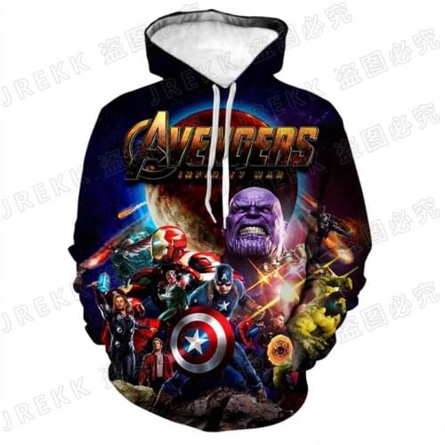 Marvel Comics The Avengers Hoodies Men Women Children Iron Man Thor Captain America 3D Print Pullover Long Sleeve Sweatshirts