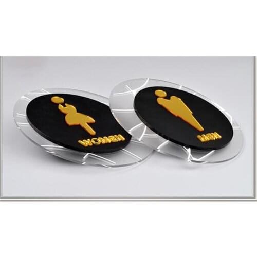 Round acrylic tolilet room man women sigage board sticker plate