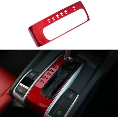 Shift Gear Panel Trim Automatic Transmission Shift Box Cover for 10Th Gen Honda Civic 2020 2019 2018 2017 2016 - Red