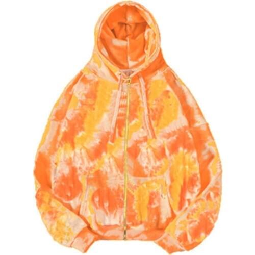 HOT SALES!!!New Arrival Fashion Men Women Long Sleeve Tie Dye Zip Closure Sweatshirt Hoodie Hooded Coat