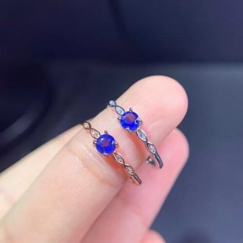 Fashion cute Slender circle S925 silver natural blue sapphire gem ring natural gemstone ring woman girl weddings gift jewelry