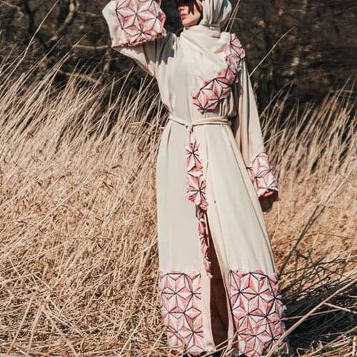 Donsignet Muslim Dress Muslim Fashion Middle East Eid Duabi Abaya Turkey Robe Simple Stitching Fashion Strap Robes Abya Belt