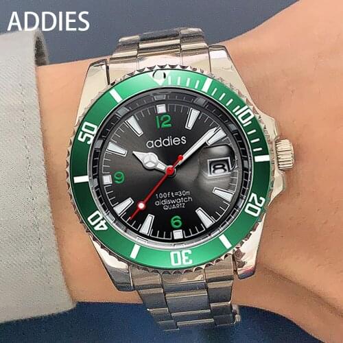ADDIES Sport Wristwatch For Man Top Brand Stainless Steel Waterproof Clocks Men Watch Military Quartz WristWatch Montre Homme