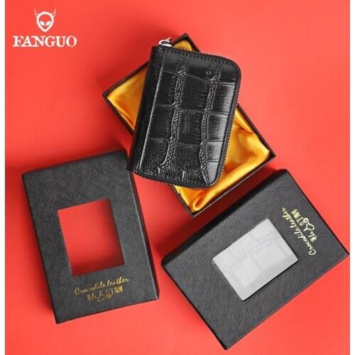 Genuine Leather Business ID Card Holder Box Organ Credit Cards Case Pocket Organizer Money Phone Coin Bag With Gift Pack