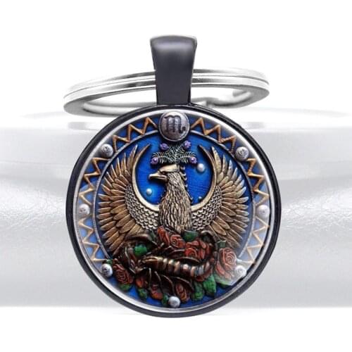 2020 New Arrival Male Eagle Design Glass Dome Vintage Keychains Men Women Charm Keyring Jewelry Gifts
