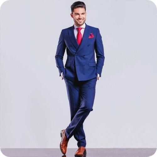 Slim Fit Royal Blue Men Suits Blazers Groom Wedding Tuxedo Costume Homme Maraige Custom Made Terno Masculino 2Piece Coat Pants