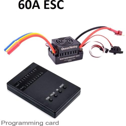 Upgrade Sensorless 60A Brushless ESC Electric Speed Controller with Programmer Card for 1/8 1/10 1:10 RC Car