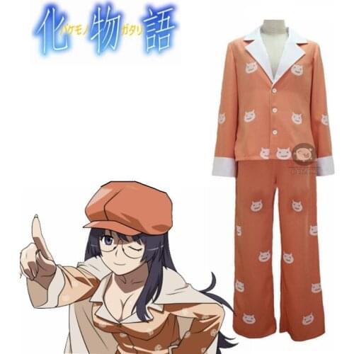 Bakemonogatari Hanekawa Tsubasa Pajamas Sleepwear Tops Pants Outfit Anime Cosplay Costumes