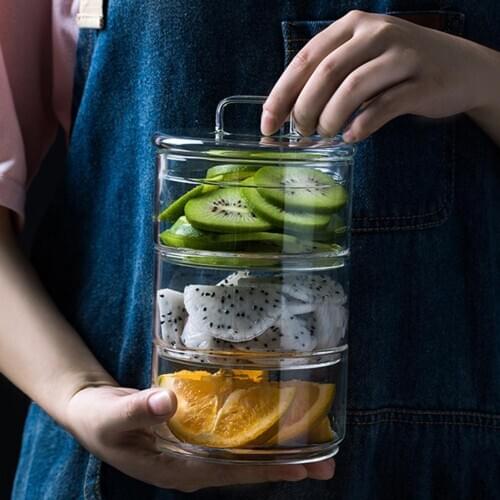 430ml Transparent Storage Bowl Fruit Dry Food Salad Dessert Container Glass Can