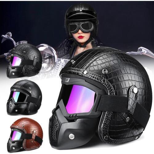 Retro Vintage Motorcycle Helmet Motocross Open Face Chopper Cruiser Biker Motocross Scooter Motorbike Riding Helmet Casco Moto