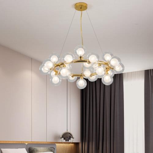 Nordic Creative Magic Bean LED Living Room Chandelier Simple Bedroom Dining Room Lamp Glass Ball Magic Bean Molecular Lamp