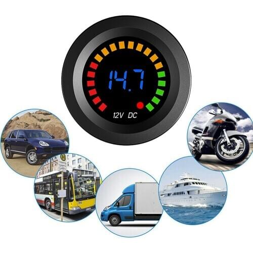 LED Digital Color Display Voltmeter Volt Panel Meter for 12V Car Motorcycle Voltage Meter Personal Car Elements Car Accessories