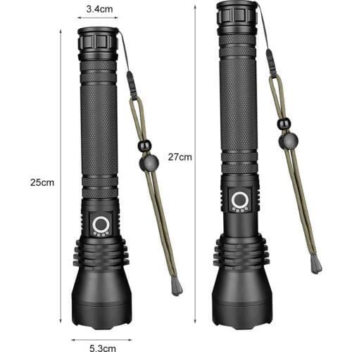 Flashlight led P50 high brightness 100000 lumens USB Rechargeable With 18650 battery 3 mod led flashlight for Camping