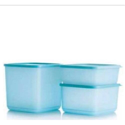Tupperware Cubic Set 3 Piece Storage Container, Kitchen Supplies, Easy and Practical Cover, Washable and Healthy, fresh Vegetables