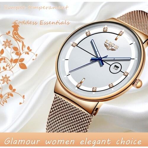 Women Watches LIGE Top Brand Luxury Ladies Mesh Belt Ultra-thin Watch Stainless Steel Waterproof Clock Quartz Watch Reloj Mujer