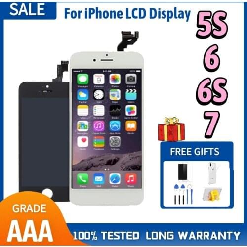 AAA LCD Display For iPhone 5S 6 7 8 Plus Touch Screen Replacement For iPhone 5 SE 6S 7P 8P LCD Pantalla+Tempered Glass+Tools+TPU