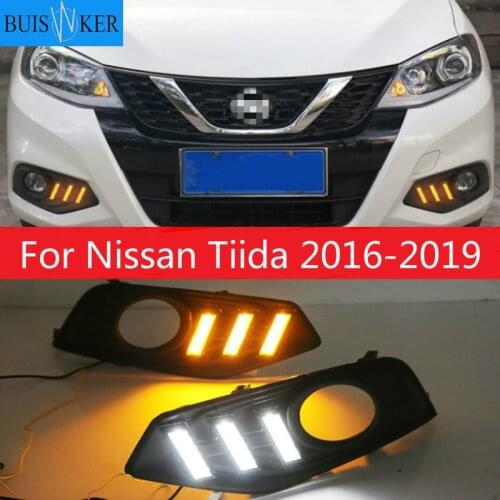 1 Pair LED Daytime Running Light Lamp DRL Fog Lamp For Nissan Tiida 2016-2019 of 12V Car Auto