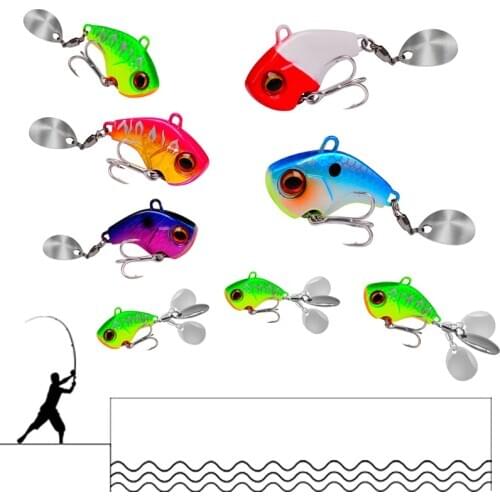 1PCS Spoon Spinner 6g15g 28g Jig Fishing Lure VIB Hard Bait with Rotating Sequin&BKB Hook Trout Winter Fishing Tackle