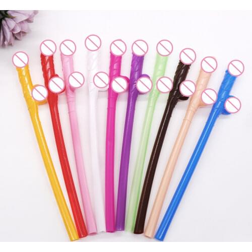10Pcs Drinking Penis Straws Bridal Shower Sexy Hen Night Willy Penis Novelty Nude Straw for Bar Bachelorette Party Supplies