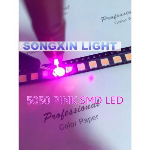 100pcs/lot SMD 5050 pink smd LED Diode 5050 smd smt pink led PLCC-6 3-CHIPS 5.0*5.0MM 60Ma-0.2W Super Bright best Quality New