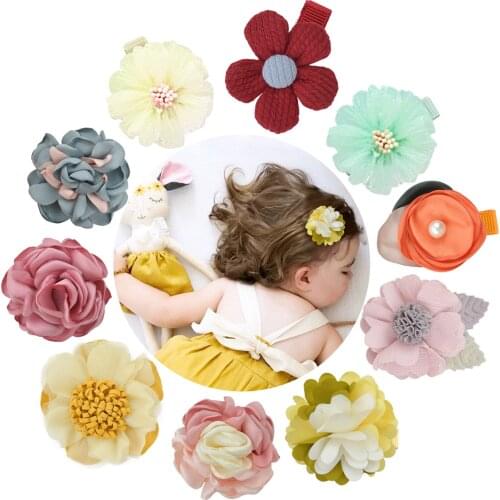 2020 Baby Girls Headband Flower Hairband Kids Infant Spring Summer Hair Accessories Child Hair Clips Princess Hairpin 10Pcs/Set