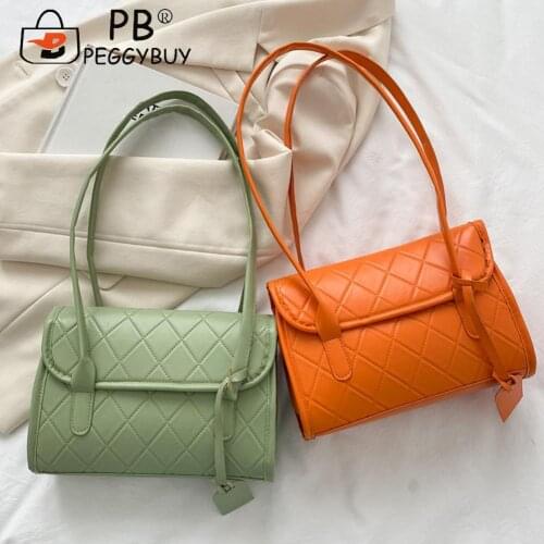 2021 Pleated Female Handbag Fashion Women PU Leather Lattice Pattern Shoulder Bag Casual Solid Color Purse Women