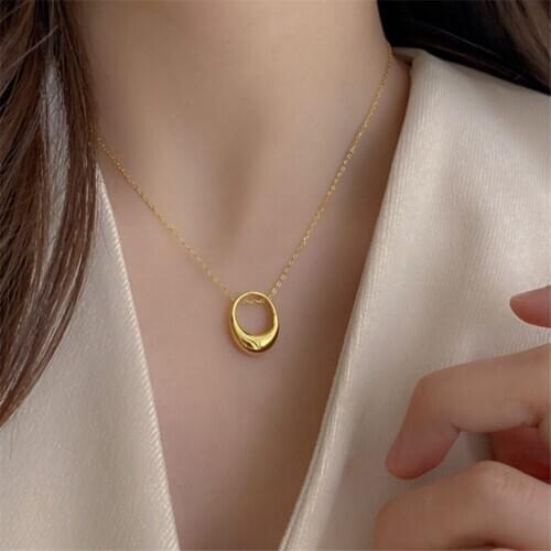 316L Stainless Steel 2021 New Fashion Upscale Jewelry Minimalism Hollow Droplet Charms Chain Choker Necklaces Pendants For Women