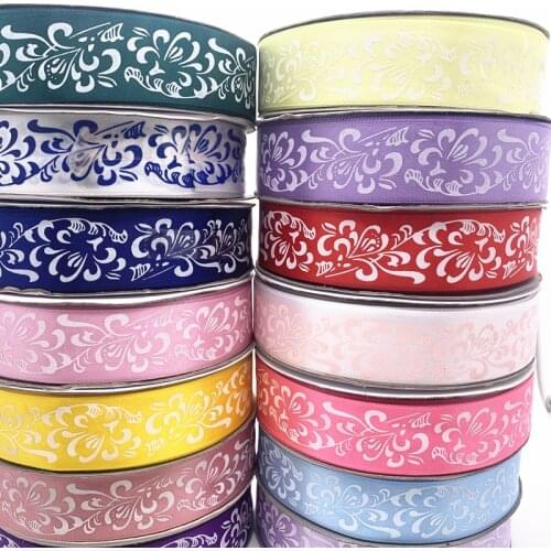 5Yards 25mm Printed Ribbons Floral Happy Birthday Packaging Gift DIY Tie Handmade Material