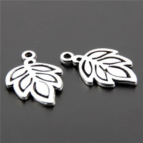 50pcs Silver Color Leaf Charms Beads For DIY Necklace Bracelet Wholesale Jewelry Findings A2693