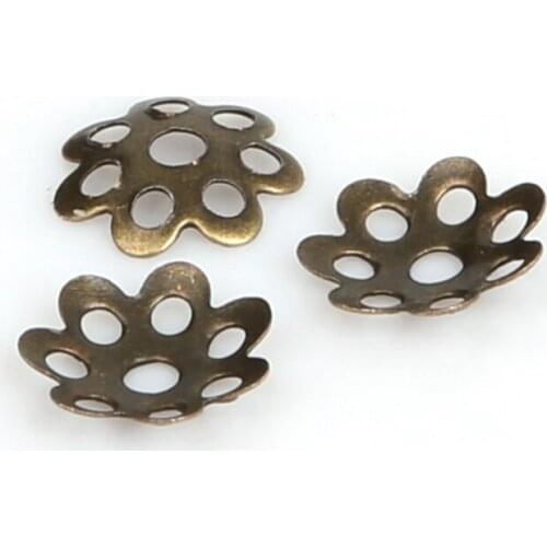 7mm 500pcs/lot 2016 High Quality DIY Antique Bronze Plated Hollow Flower Iron Metal Charms Bead Caps for Jewelry Making