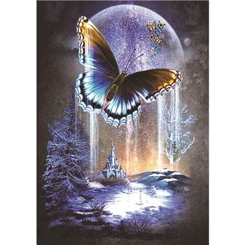 Diamond Painting Butterfly Home Decoration Moonlight Falls Full Drill Square Embroidery Rhinestone Picture Handcraft Kit