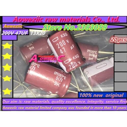 Aoweziic 20 PCS 200V 47UF 13X20 high frequency low resistance electrolytic capacitor 47UF 200V 13*20