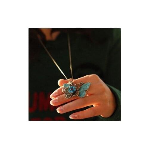 FREE SHIPPING Fashion Antique Copper Bohemian Distinctive Minimalist Aesthetic Butterflies Rhinestones Necklace Trendy Jewelry