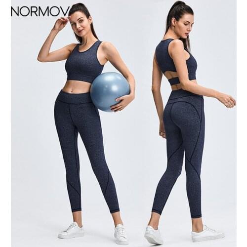 Normov Seamless Leggings High Waist Woman Fitness Yoga Pants Sexy Push Up Sport Legging Slim Stretch Running Tights 2 Pieces Set