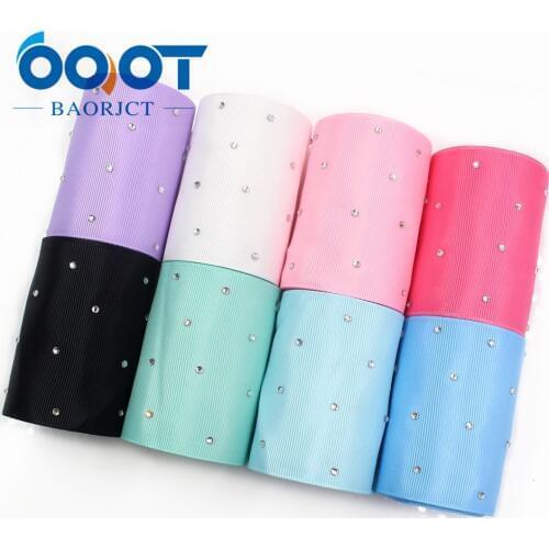 Glitter Stone Grosgrain Ribbons Mini Dot Rhinestones for Handmade Cheer Large Hair Bow, Gift Wrapping width 3‘’, 2 yards