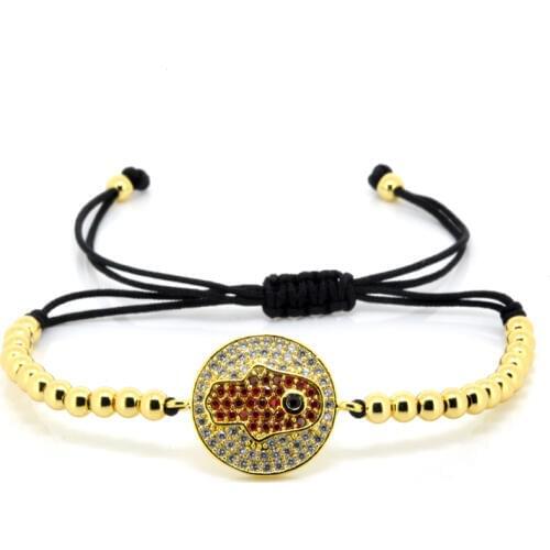 Charm Bracelets Pave Wine Red White CZ Fish Shape Round Charm Macrame Bracelet Men Accessories Friendship Bracelets Jewelry Gift