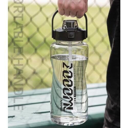 1 gallon Large Capacity Sports Water Bottle with Straw Handle time marker Outdoor tumblers Gym Fitness BPA Free Clear Flask